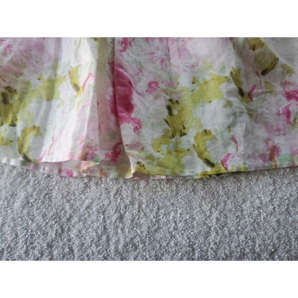 Hester & Orchard Linen Blend XL Watercolor Floral 3/4 Puff Sleeve Peasant Top - Picture 6 of 10